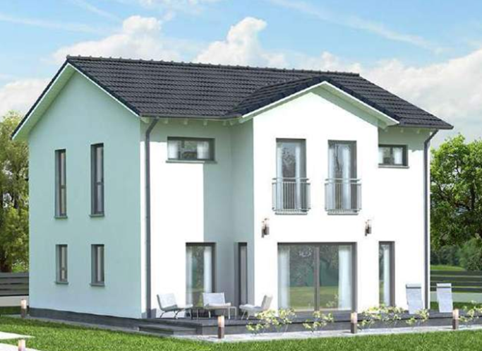 Enovia EFH Noble 152 SD modernes zweigeschossiges Einfamilienhaus mit Garten und Terrasse.