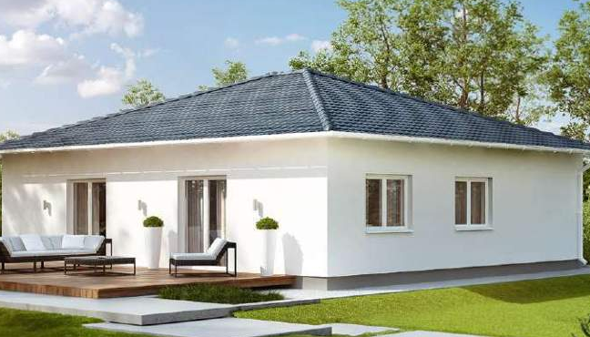 Enovia Haus - Bungalow - Ausgewogene 105 Modernes Einfamilienhaus mit flachem Dach und Gartenlandschaft.