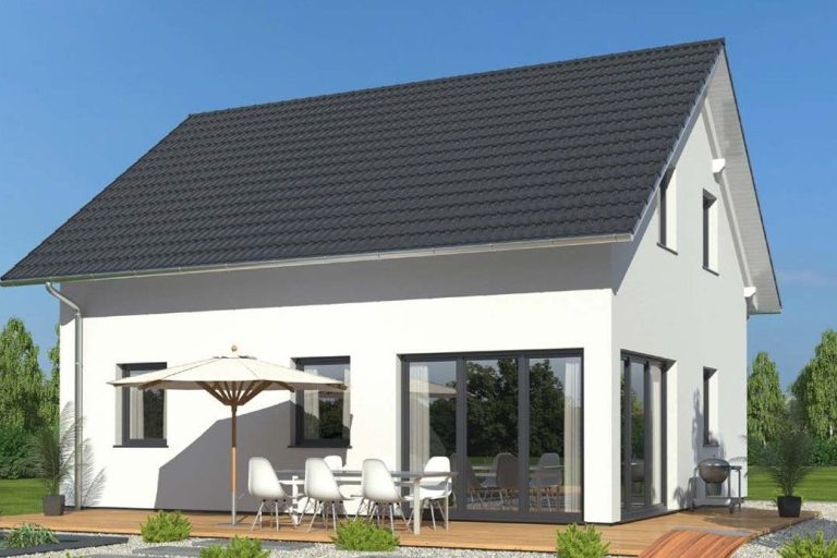 Modernes, zweigeschossiges Haus mit Terrasse und Garten in sonniger Lage.