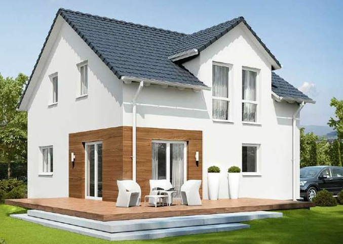 Enovia EFH Vielseitige 121 Modernes, zweigeschossiges Haus mit Balkon, Terrasse und Garten.